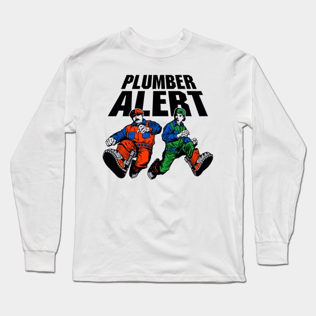 PLUMER ALERT SECOND-WARNING / White variant Long Sleeve T-Shirt by Campesino